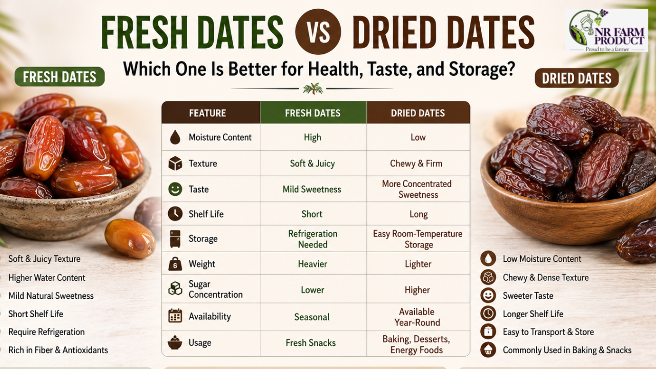 Fresh Dates vs Dried Dates: Which One Is Better for Health, Taste, and Storage?