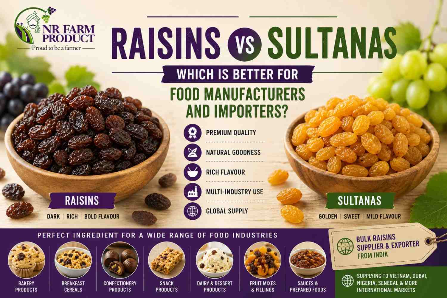 Raisins vs Sultanas: Which Is Better for Food Manufacturers and Importers?